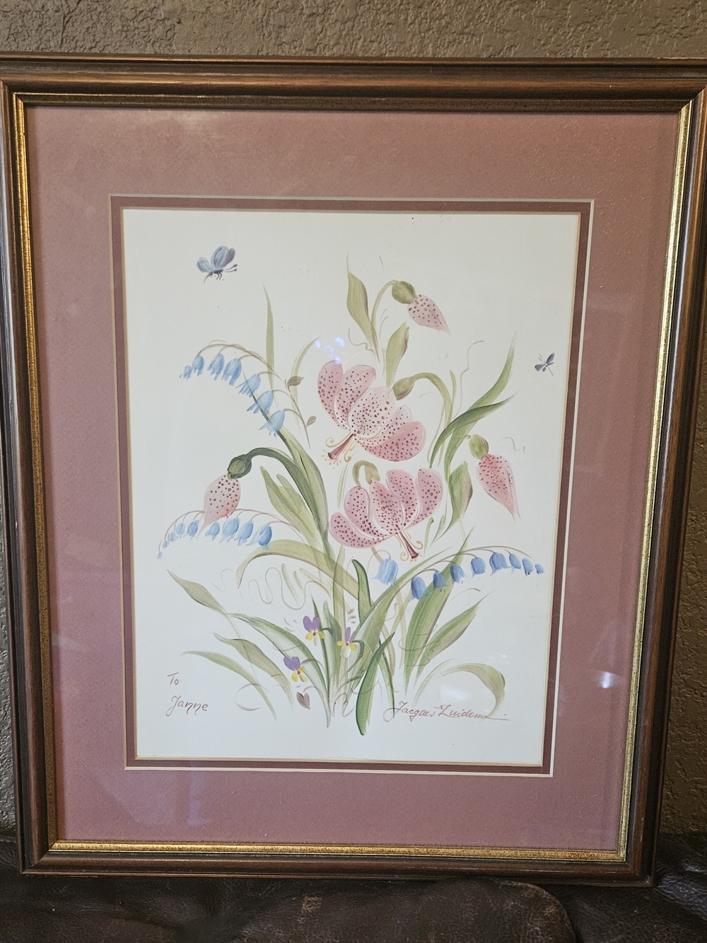 Source Unknown Pink and Blue Floral Wall Art